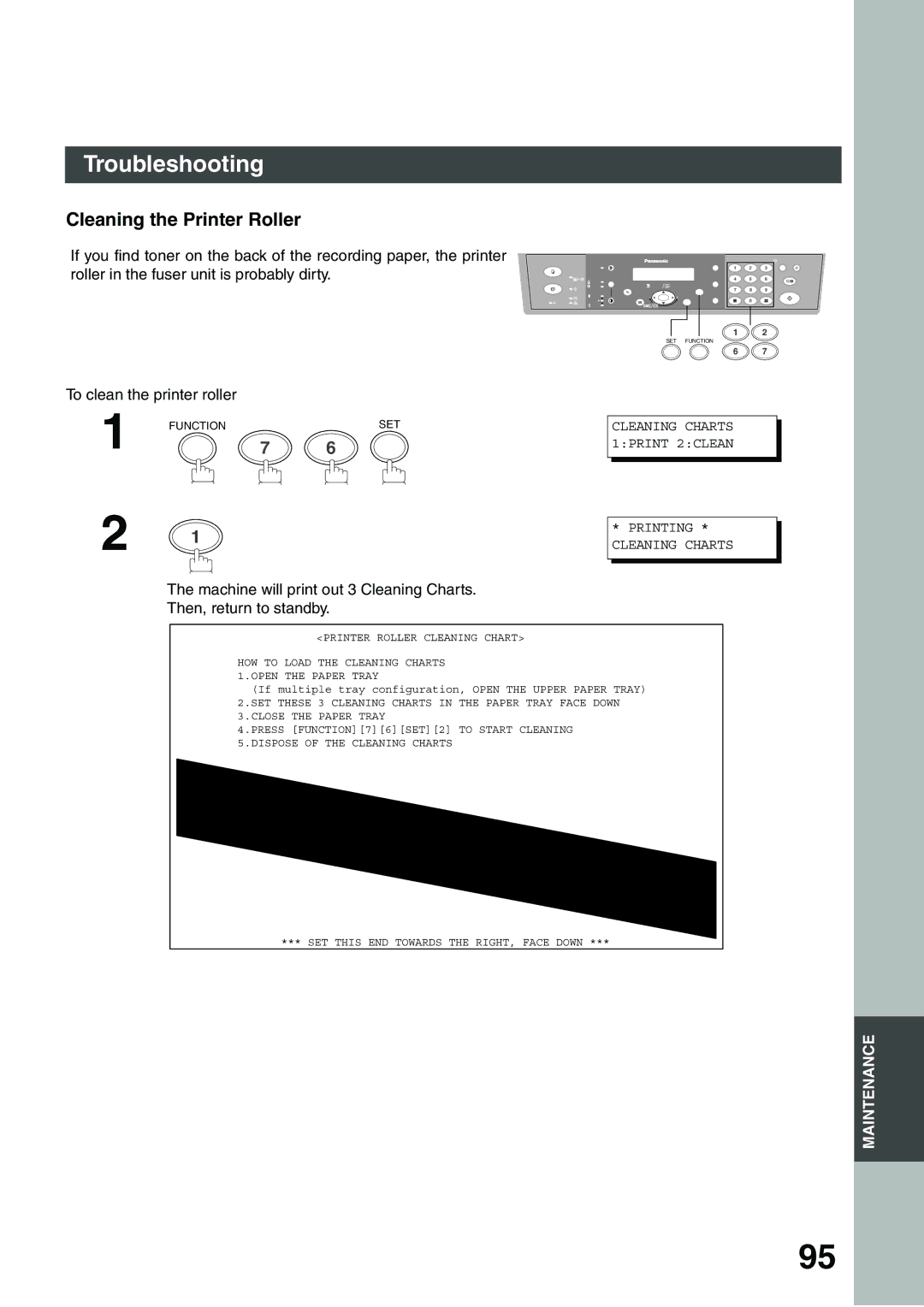 Panasonic DP-135FP appendix Cleaning the Printer Roller, To clean the printer roller 