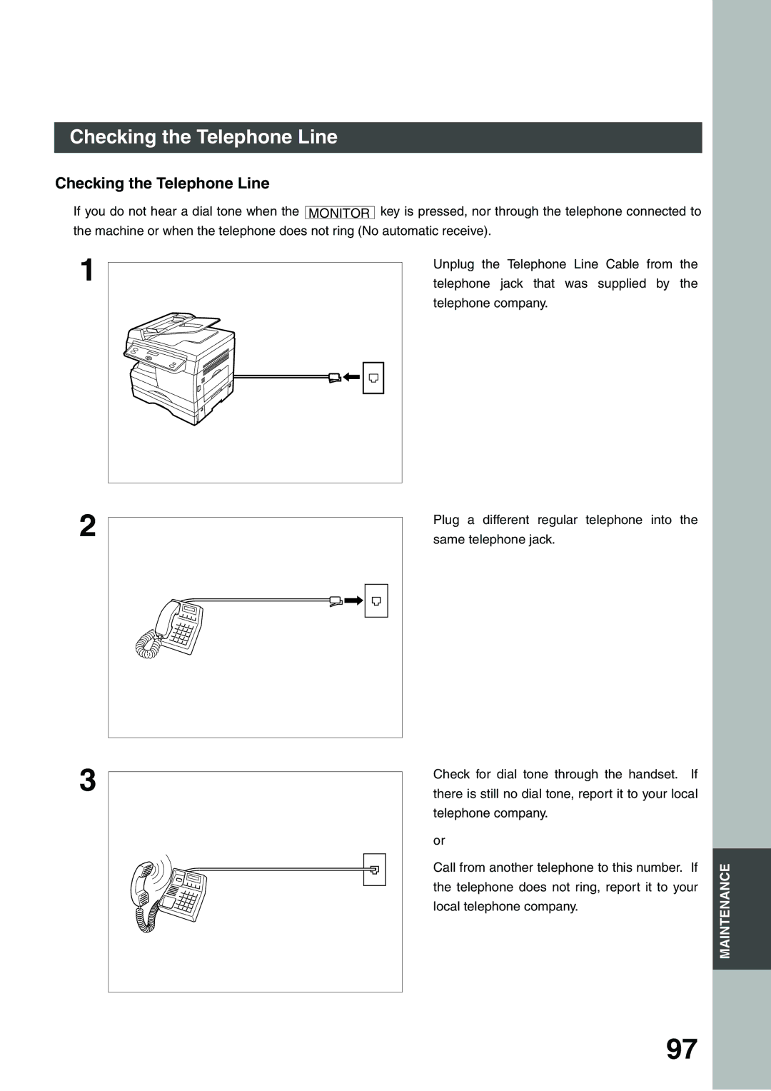 Panasonic DP-135FP appendix Checking the Telephone Line 