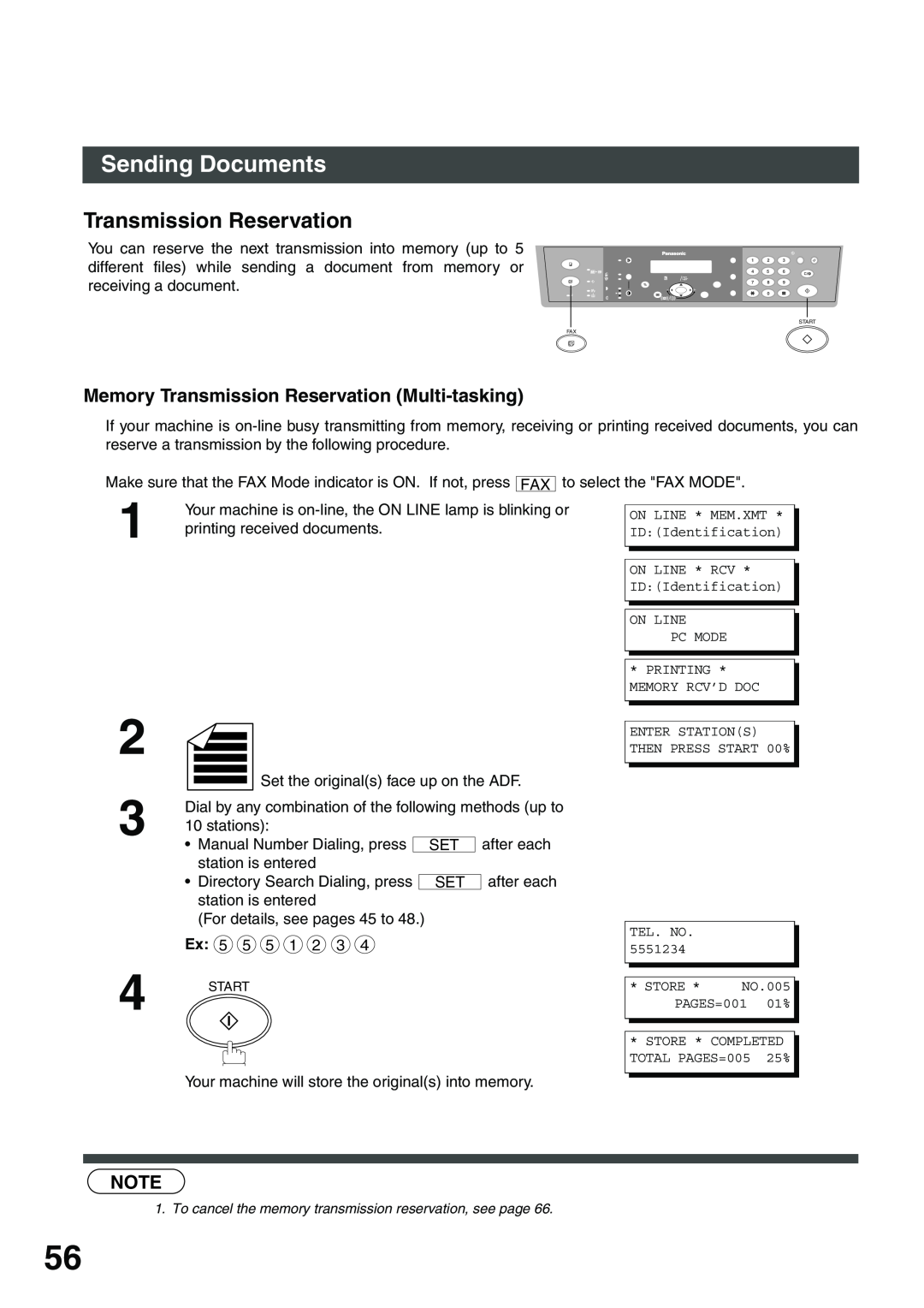 Panasonic DP-135FP appendix Memory Transmission Reservation Multi-tasking, Sending Documents 
