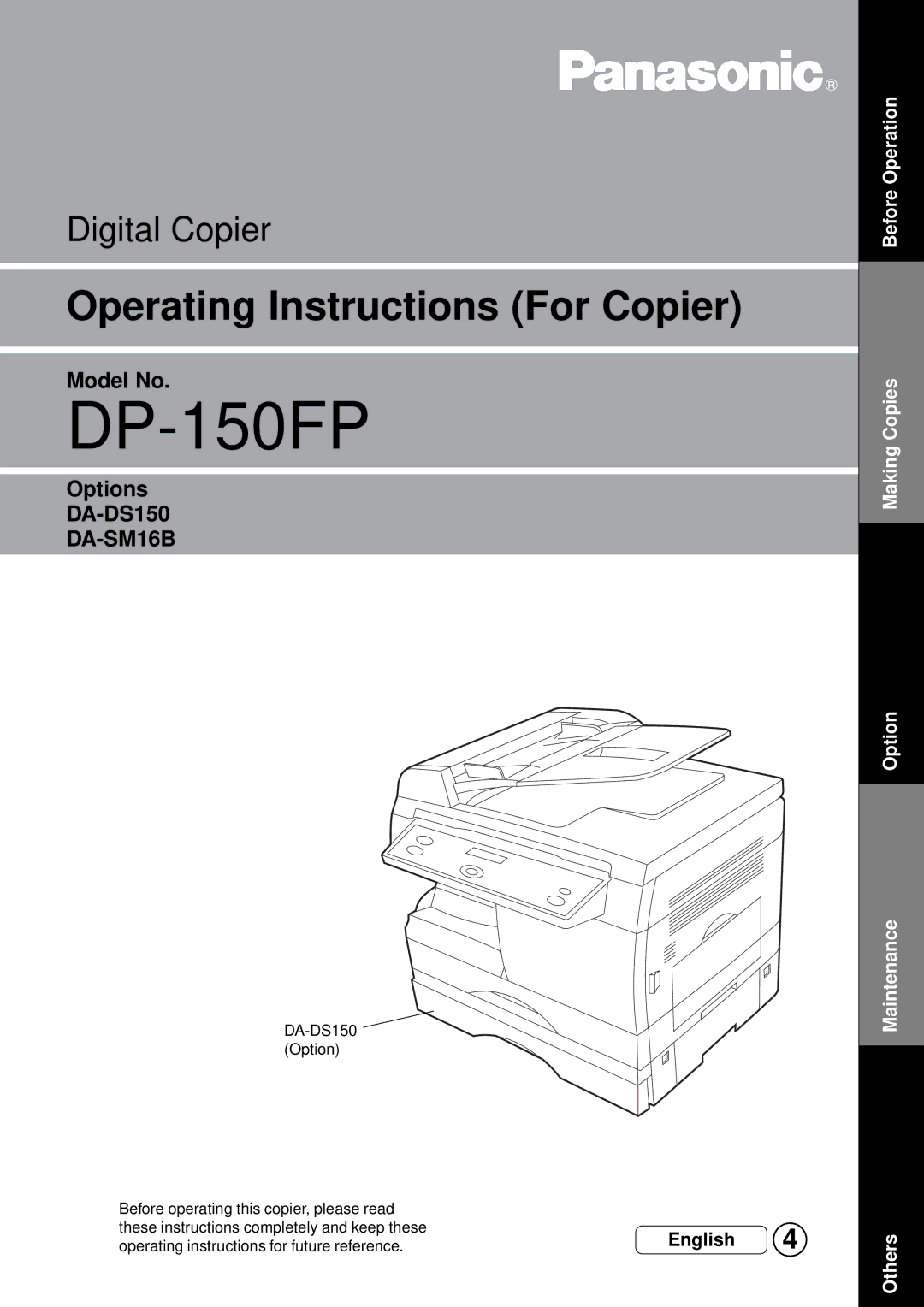 Panasonic DP-150FP manual English 