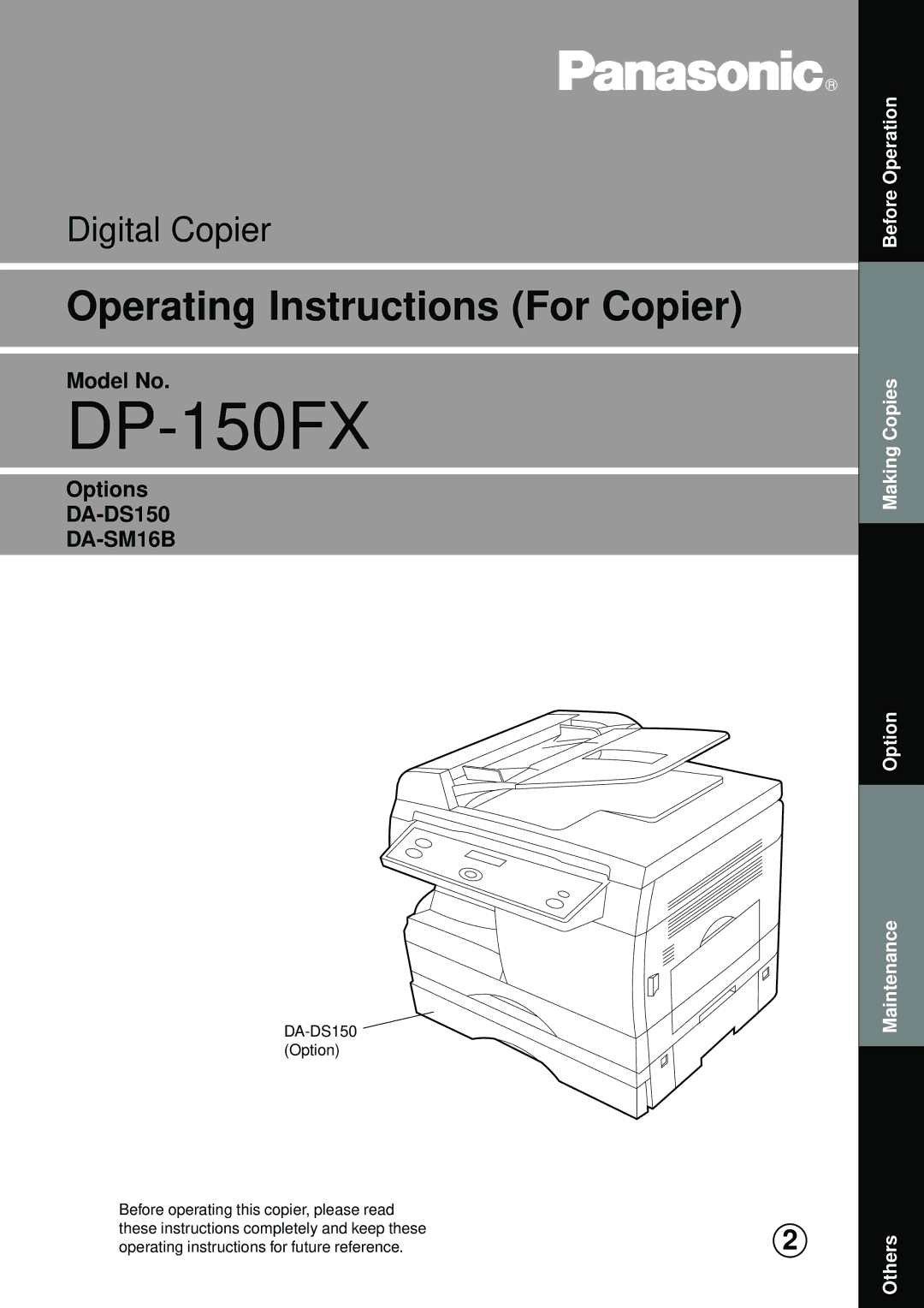 Panasonic DP-150FX manual 