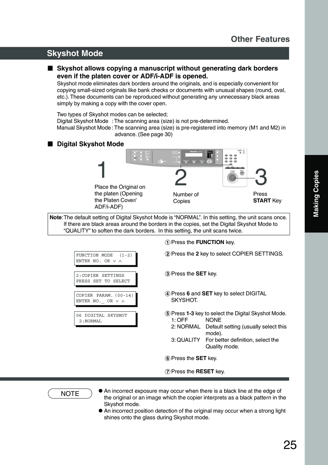 Panasonic DP-1510P manual Digital Skyshot Mode 