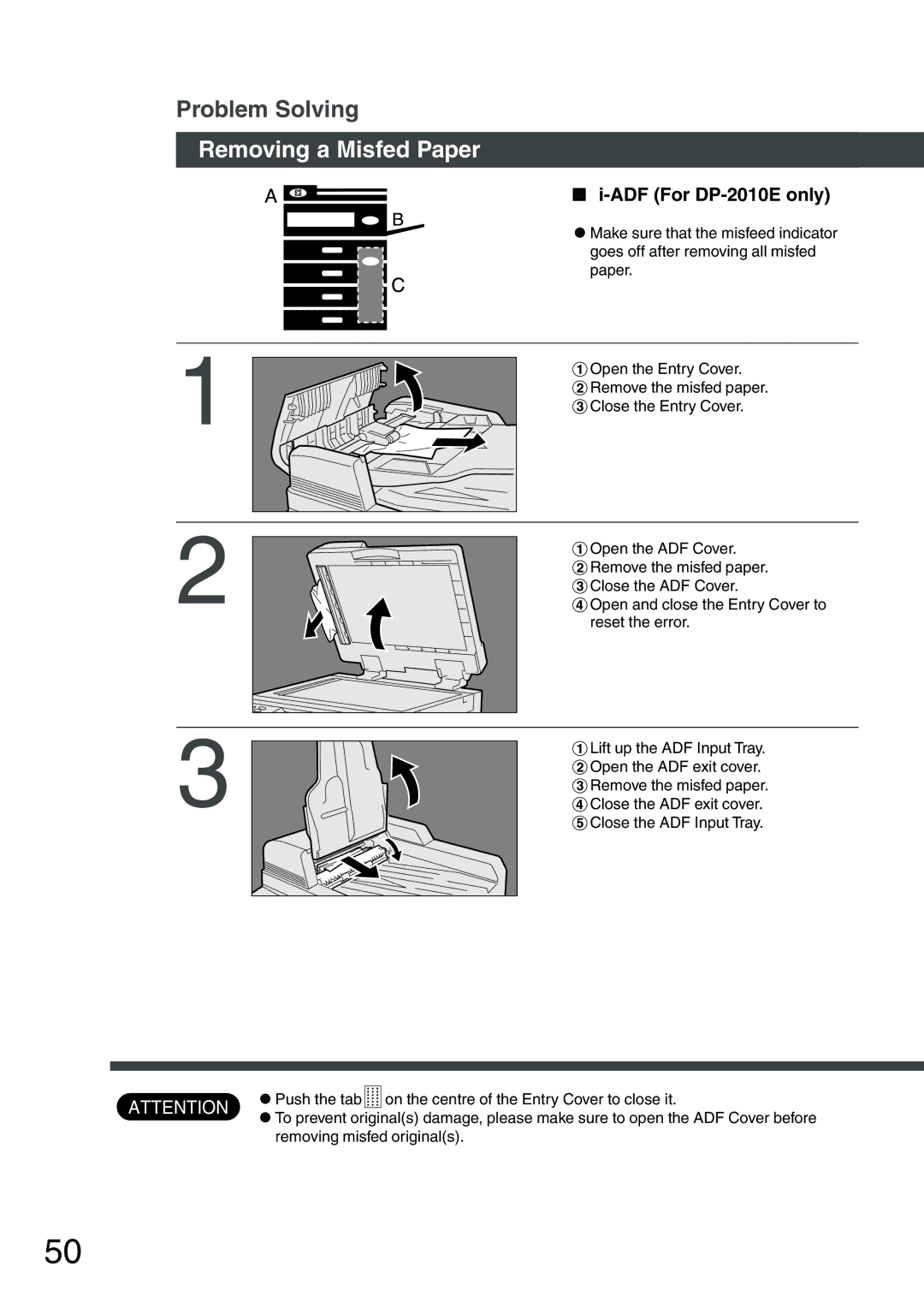 Panasonic DP-1510P manual ADF For DP-2010E only 