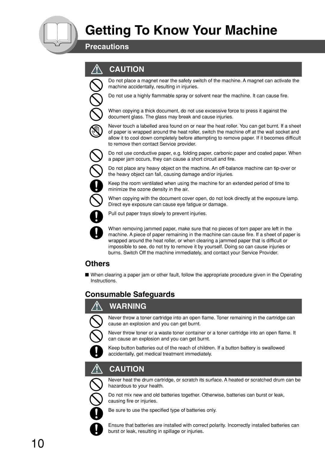 Panasonic DP-180 appendix Consumable Safeguards 