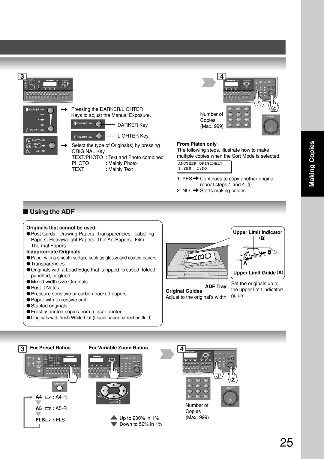 Panasonic DP-180 appendix Using the ADF 