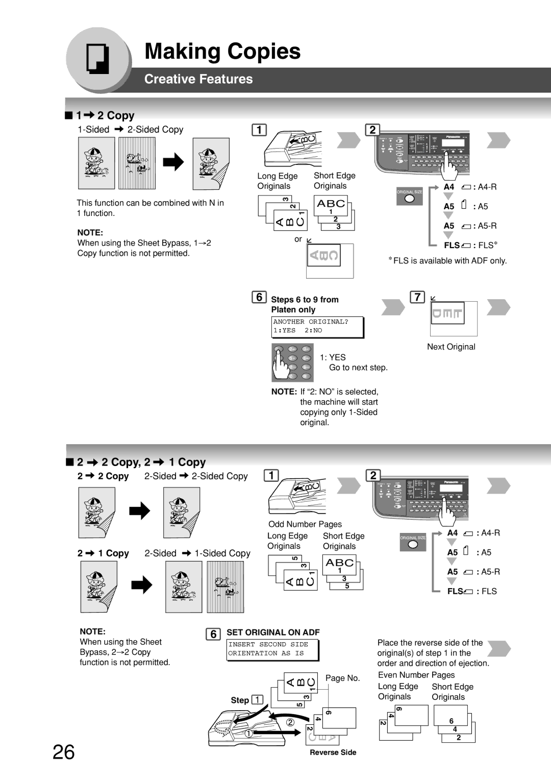 Panasonic DP-180 appendix Creative Features, Copy, 2 1 Copy 