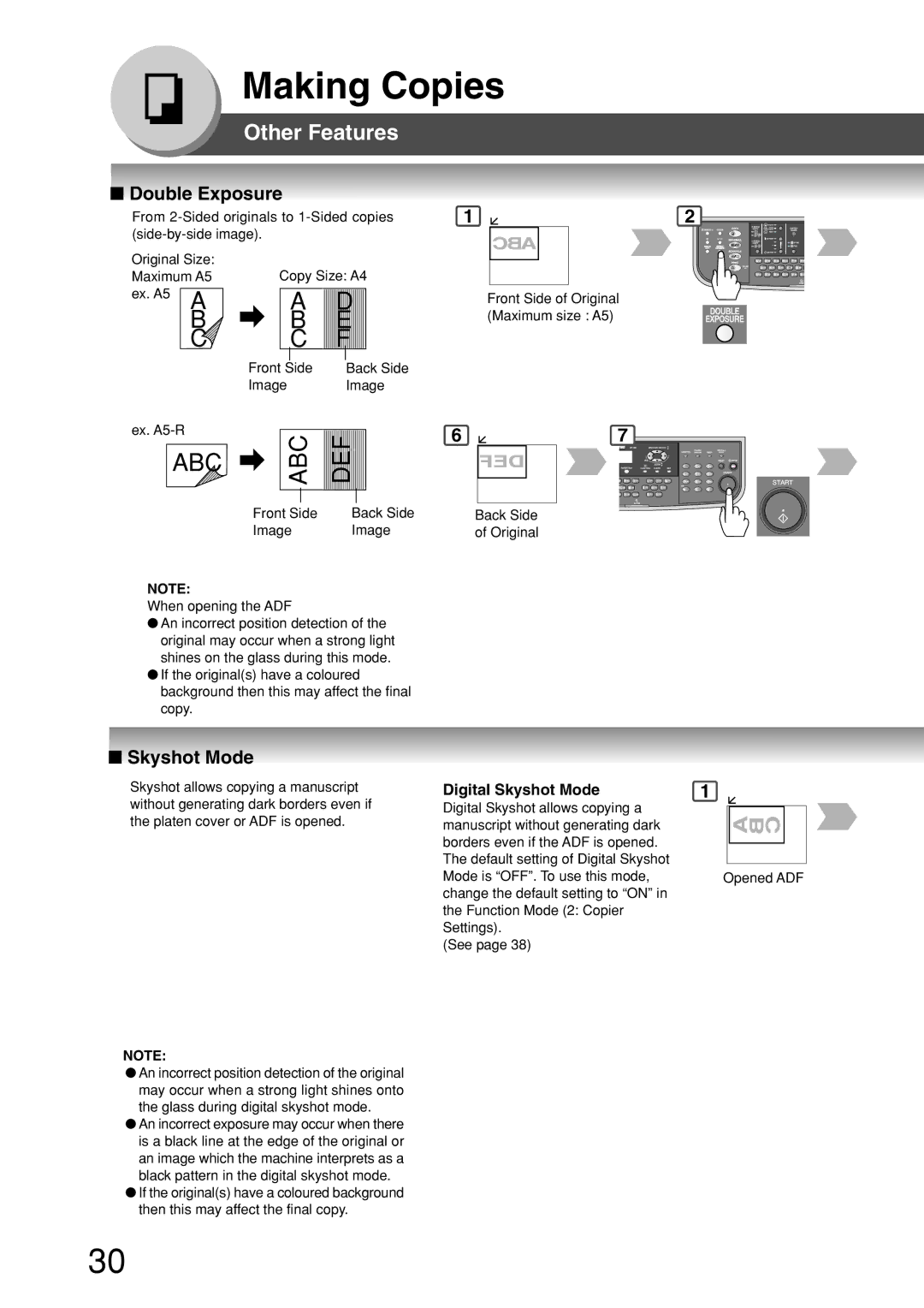 Panasonic DP-180 appendix Other Features, Double Exposure, Digital Skyshot Mode 