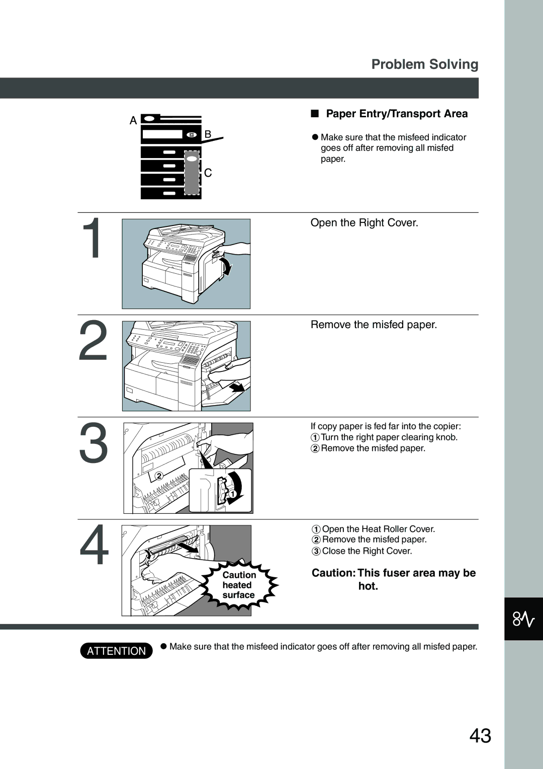 Panasonic DP-1810F manual Paper Entry/Transport Area, Hot, Heated, Surface 