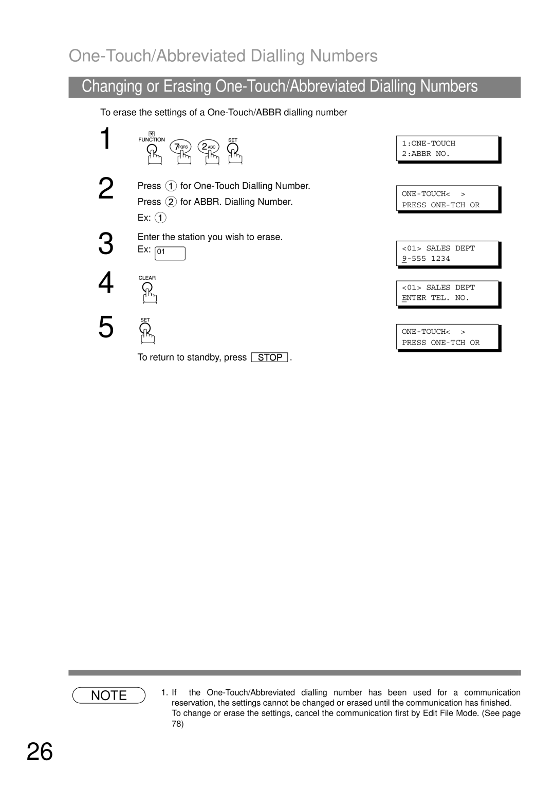 Panasonic DP-1810F manual To erase the settings of a One-Touch/ABBR dialling number, Enter the station you wish to erase 