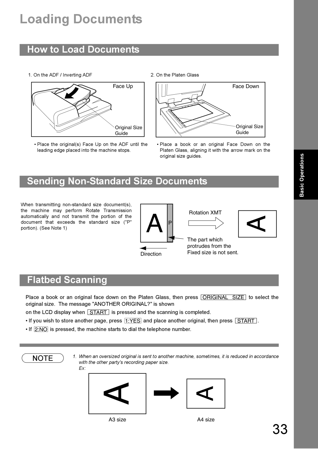 Panasonic DP-1810F manual Loading Documents, How to Load Documents, Sending Non-Standard Size Documents, Flatbed Scanning 