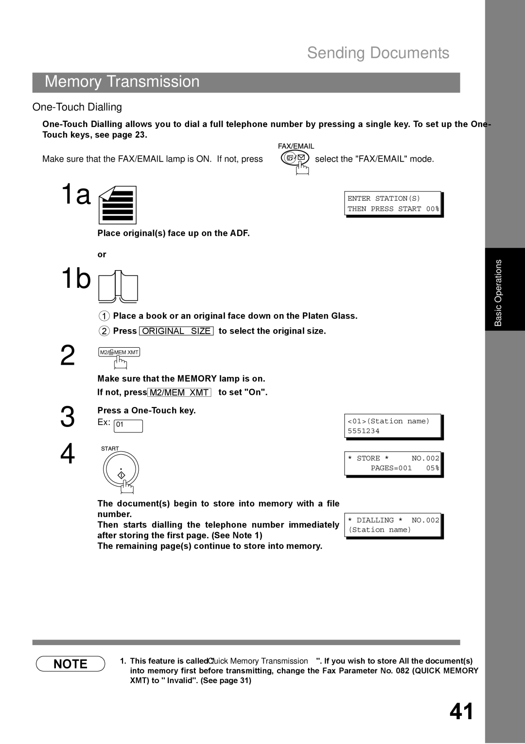 Panasonic DP-1810F manual One-Touch Dialling, Enter Stations then Press Start 00% 