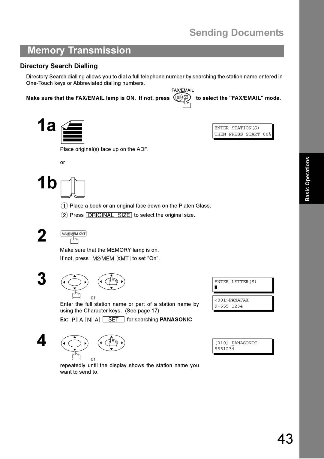 Panasonic DP-1810F manual Directory Search Dialling, Enter Letters 