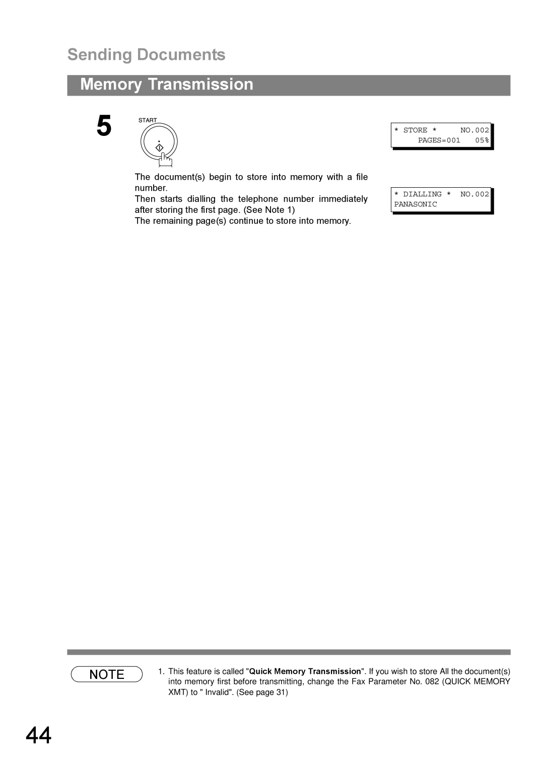 Panasonic DP-1810F manual Dialling * NO.002 Panasonic 