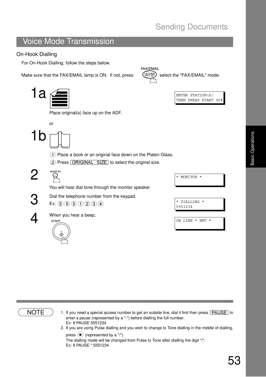 Panasonic DP-1810F manual On-Hook Dialling, Monitor 