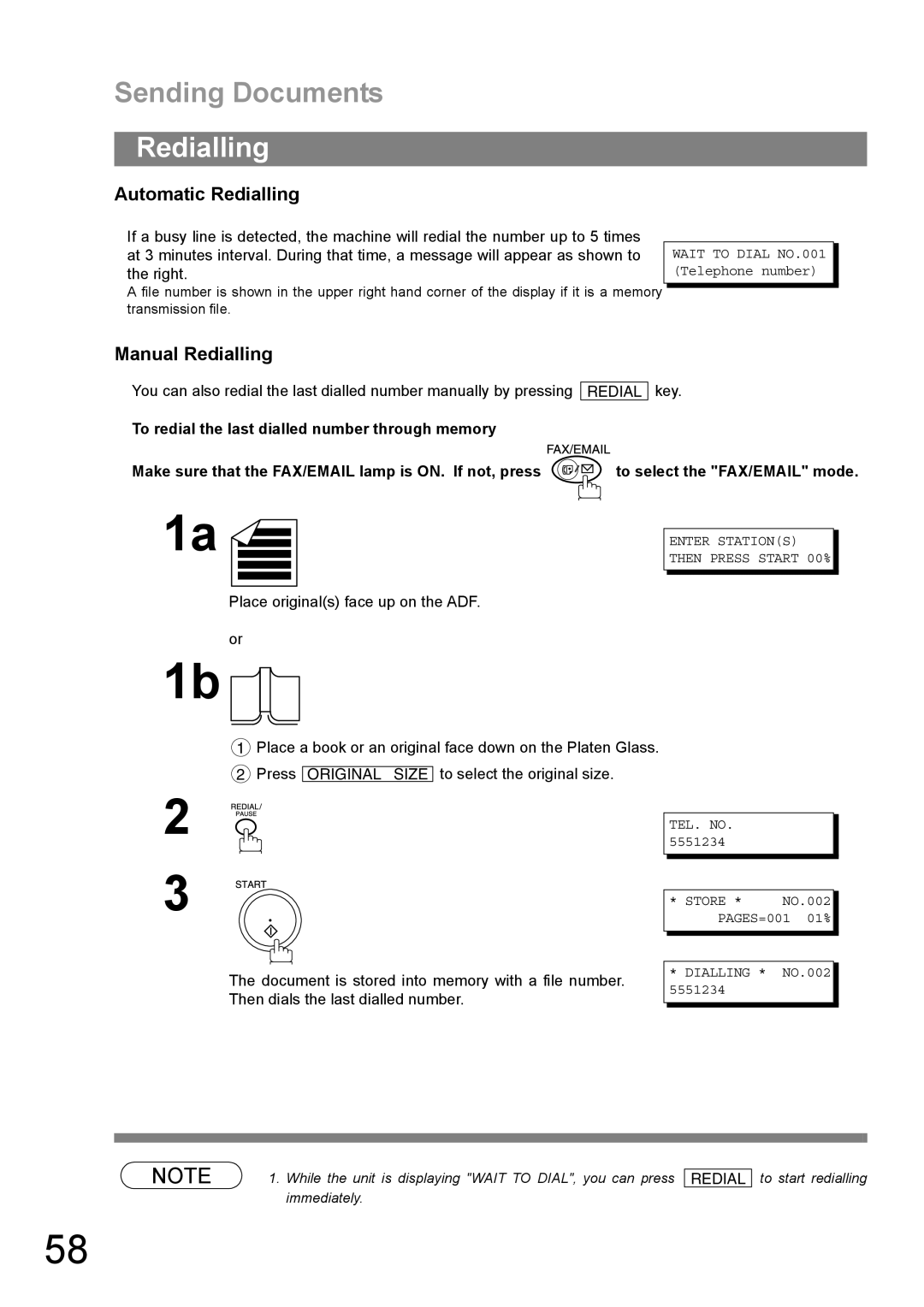 Panasonic DP-1810F manual Automatic Redialling, Manual Redialling, To redial the last dialled number through memory 