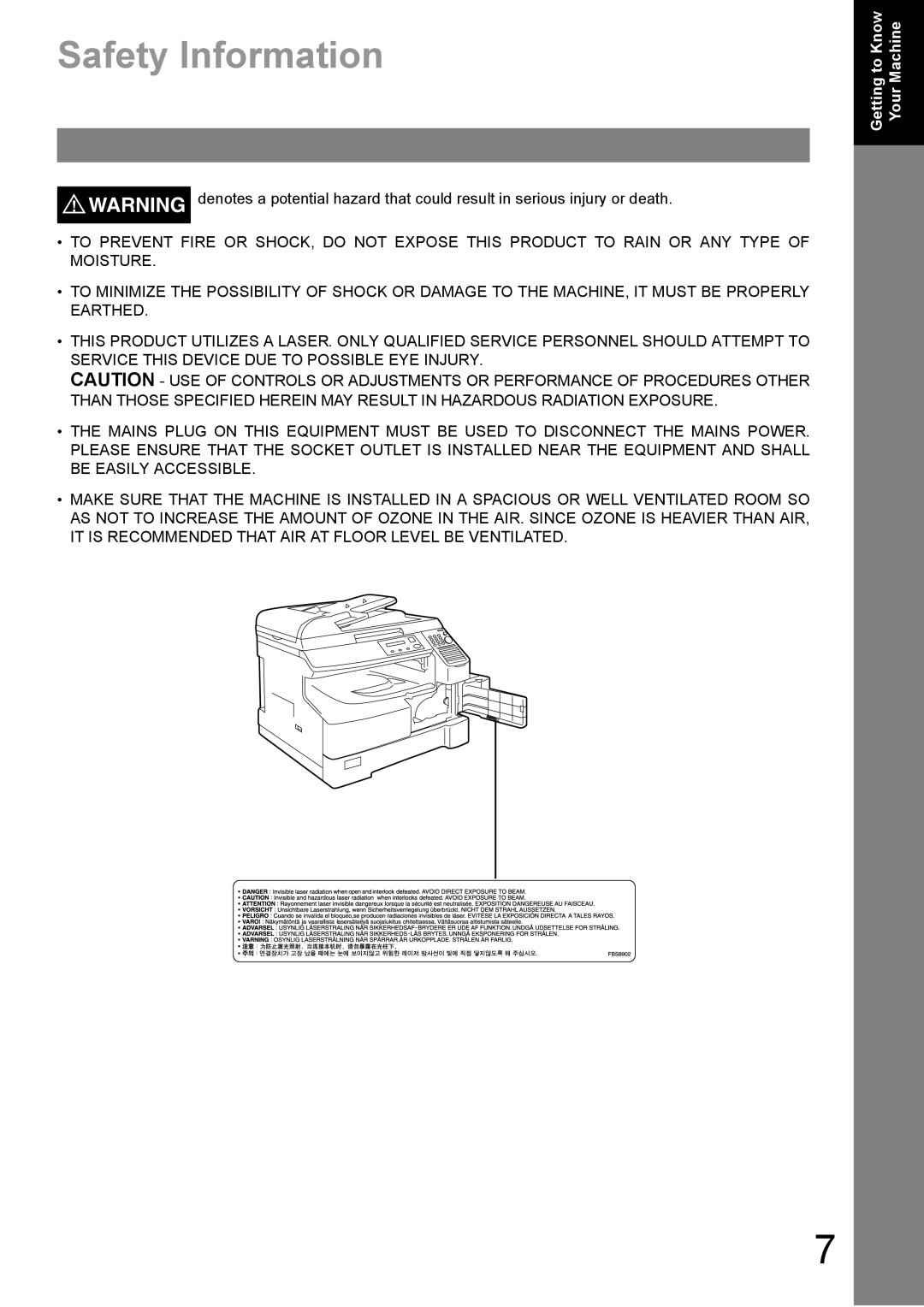 Panasonic DP-1810F manual Safety Information 