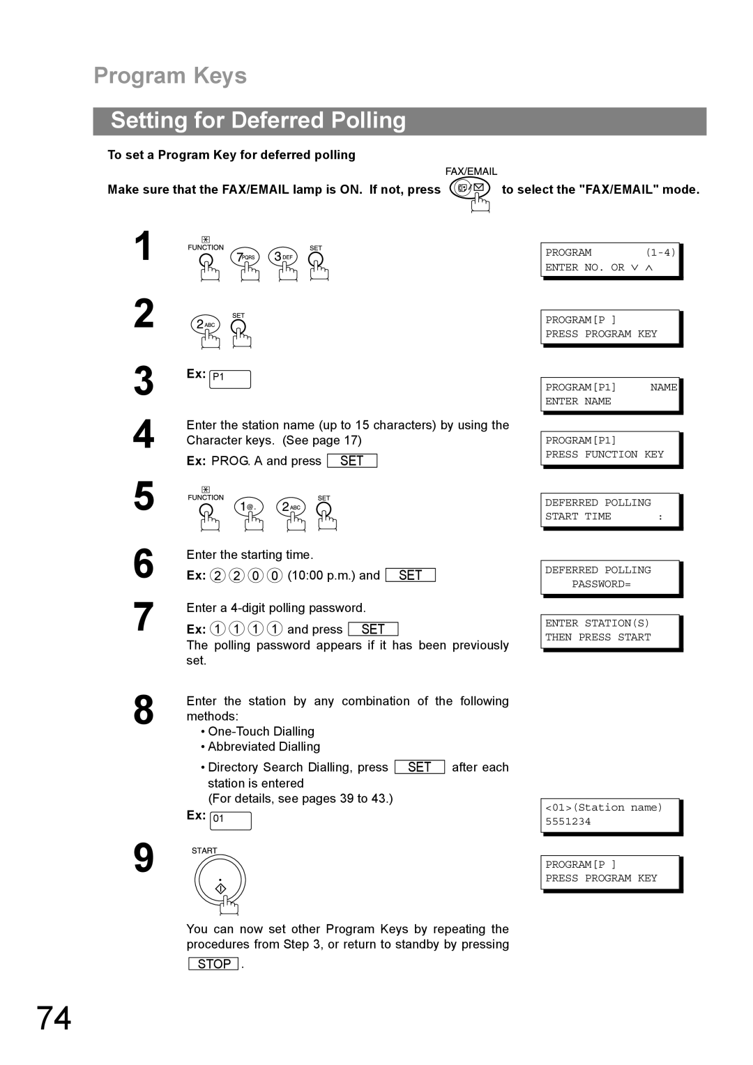 Panasonic DP-1810F manual Setting for Deferred Polling 