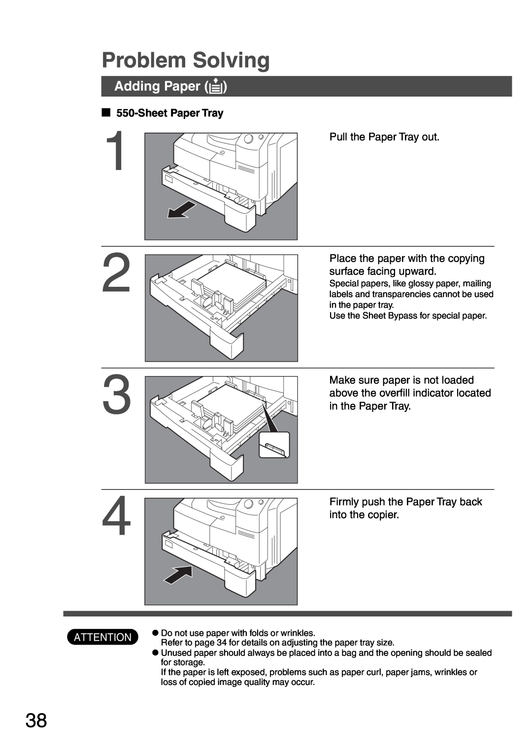 Panasonic DP-1810F manual Problem Solving, Adding Paper J, Sheet Paper Tray 