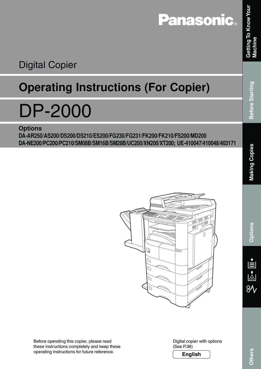 Panasonic manual DP-2000, English 