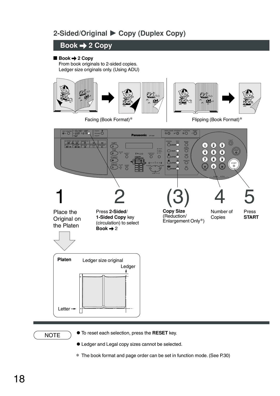 Panasonic DP-200 manual Book \ 2 Copy, Place the Original on the Platen 