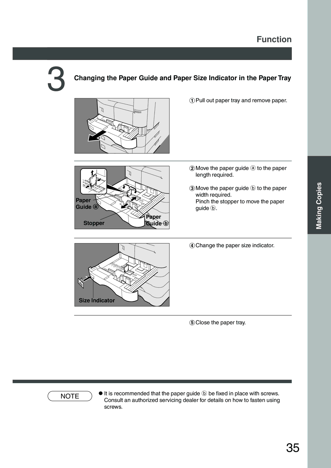 Panasonic DP-200 manual Paper Guide a Stopper Guide b 