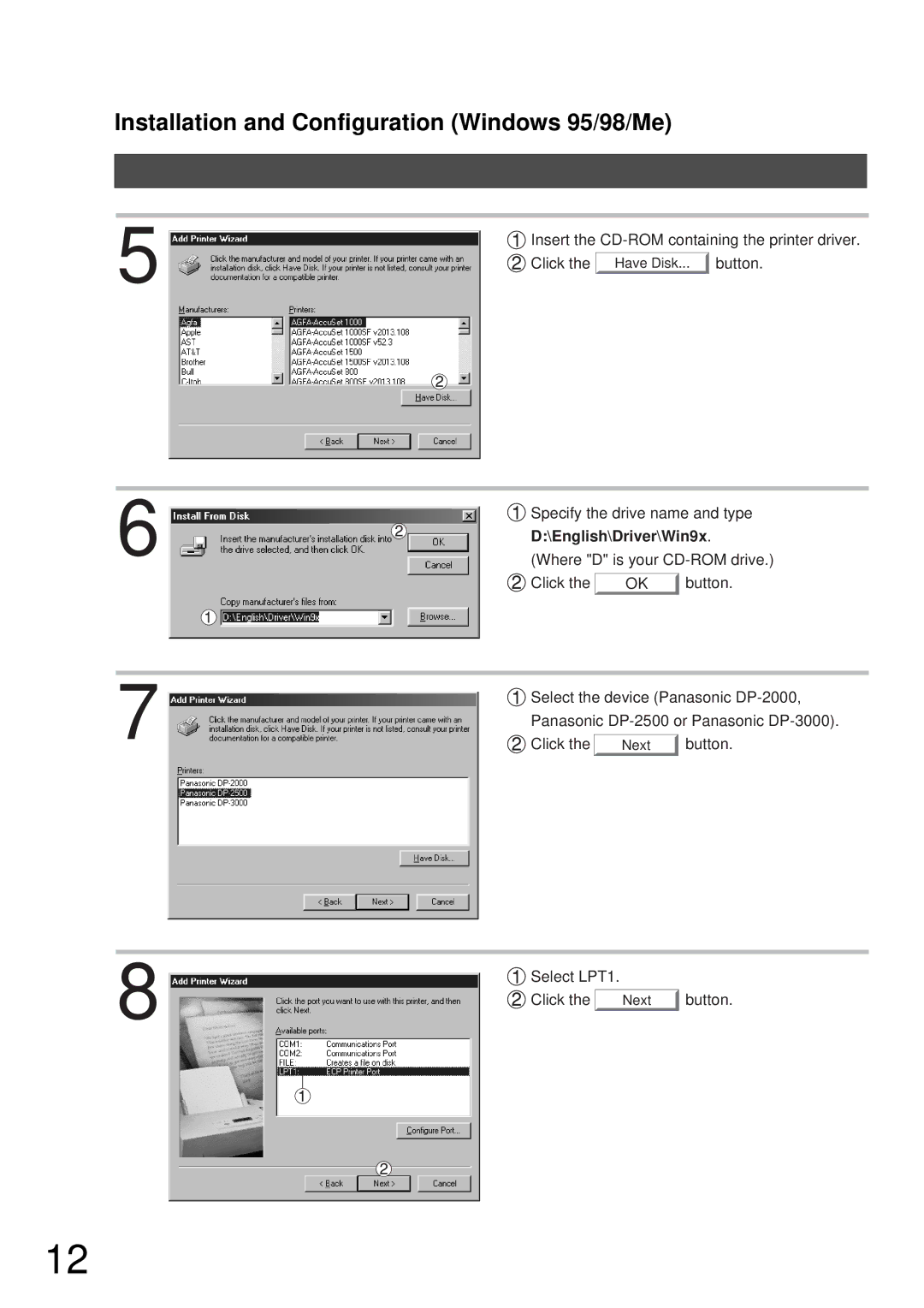 Panasonic DP-2000, DP-3000 manual English\Driver\Win9x 