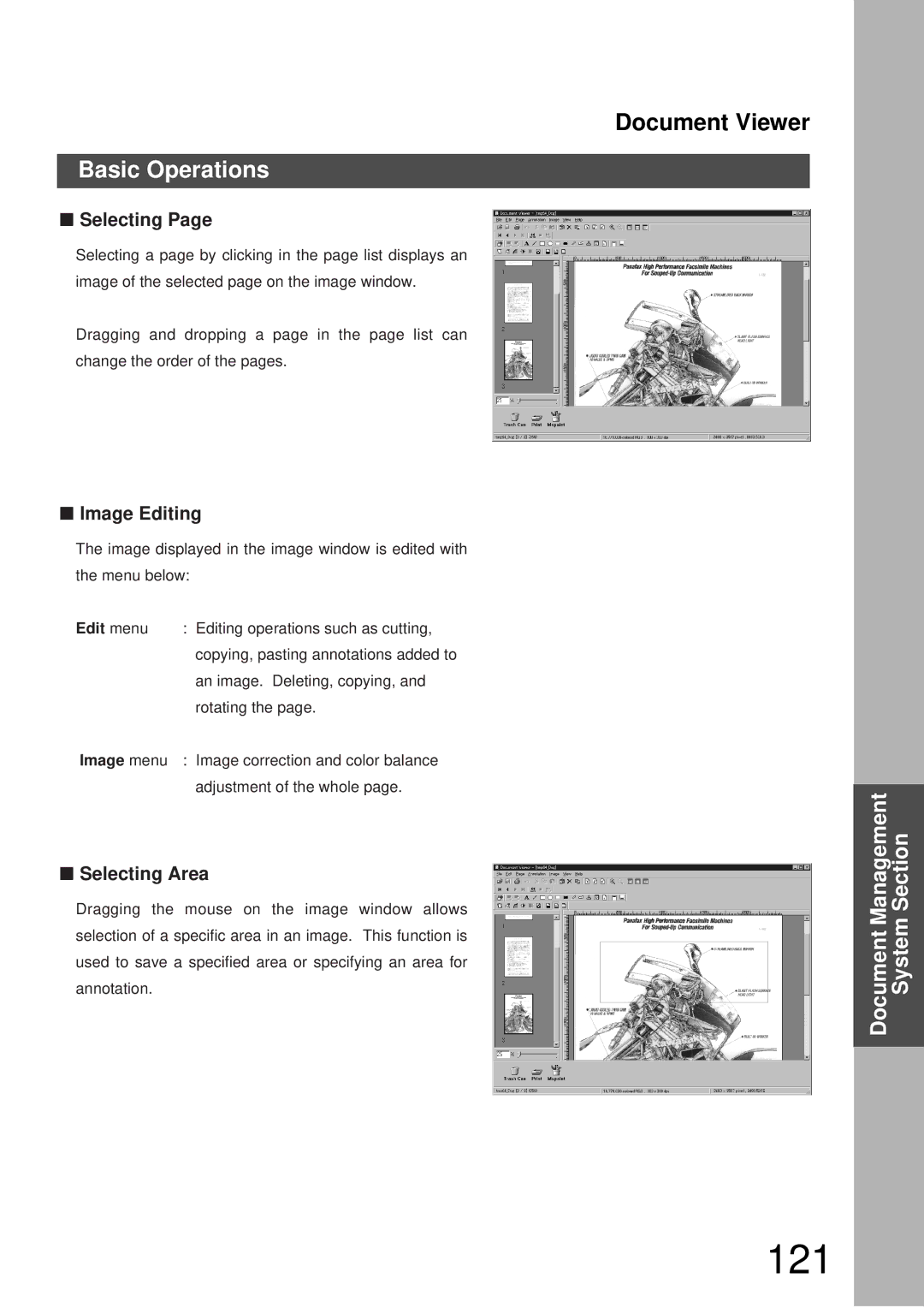 Panasonic DP-3000, DP-2000 manual 121, Image Editing, Selecting Area 