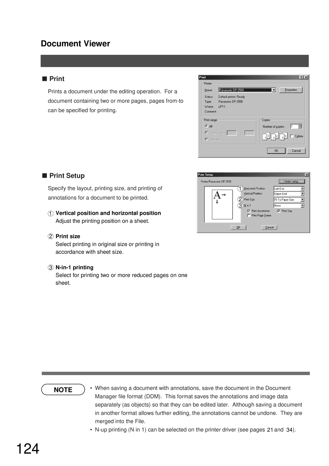 Panasonic DP-2000, DP-3000 manual 124, Vertical position and horizontal position, In-1 printing 