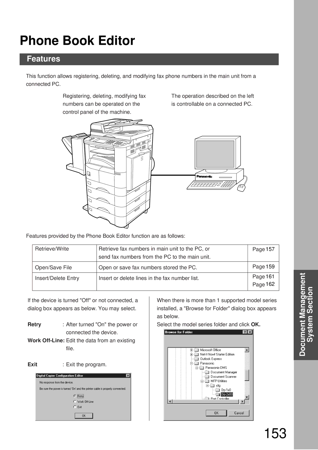 Panasonic DP-3000, DP-2000 manual 153, Features 