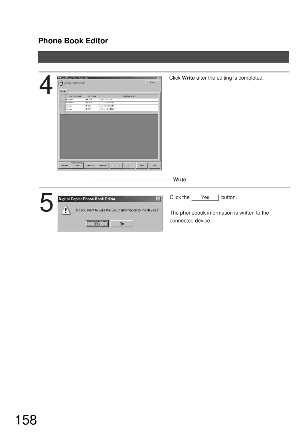 Panasonic DP-2000, DP-3000 manual 158, Write 