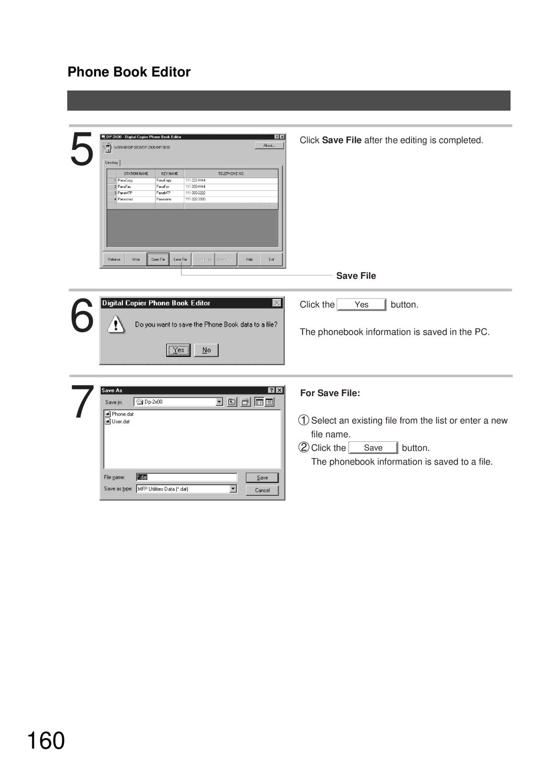 Panasonic DP-2000, DP-3000 manual 160, For Save File 