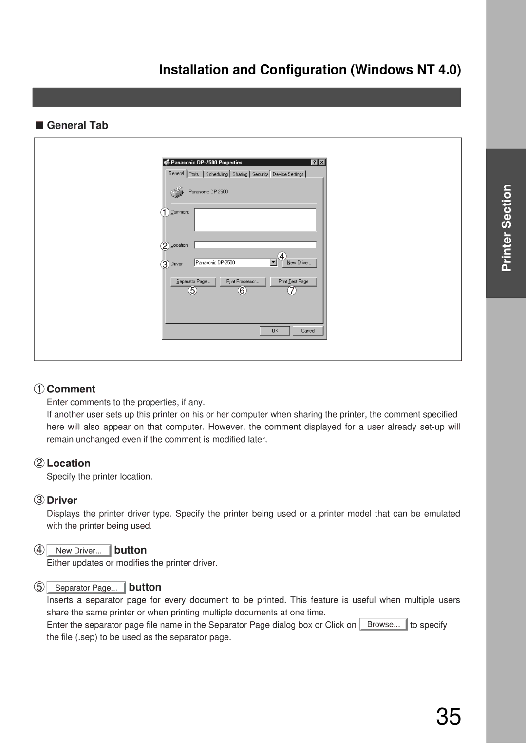 Panasonic DP-3000, DP-2000 manual Location, Driver 