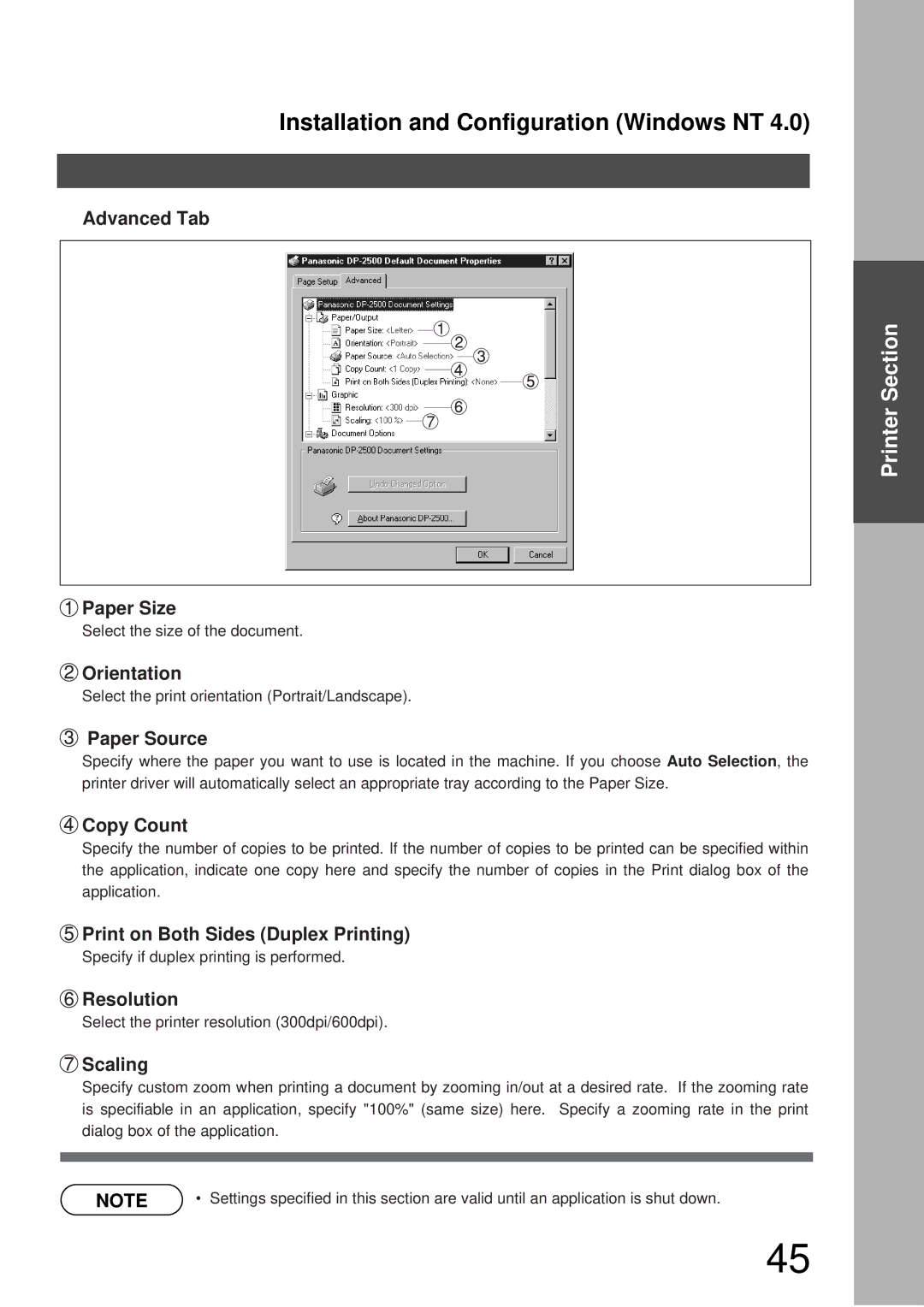 Panasonic DP-3000, DP-2000 manual Advanced Tab, Scaling 