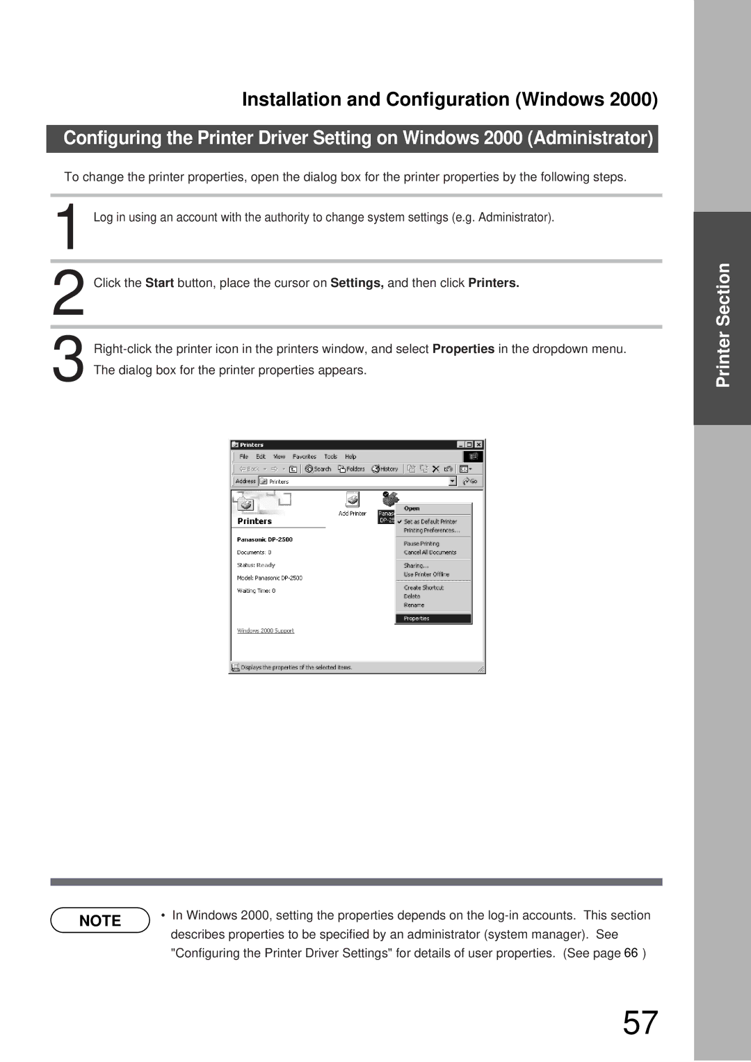 Panasonic DP-3000, DP-2000 manual Installation and Configuration Windows 