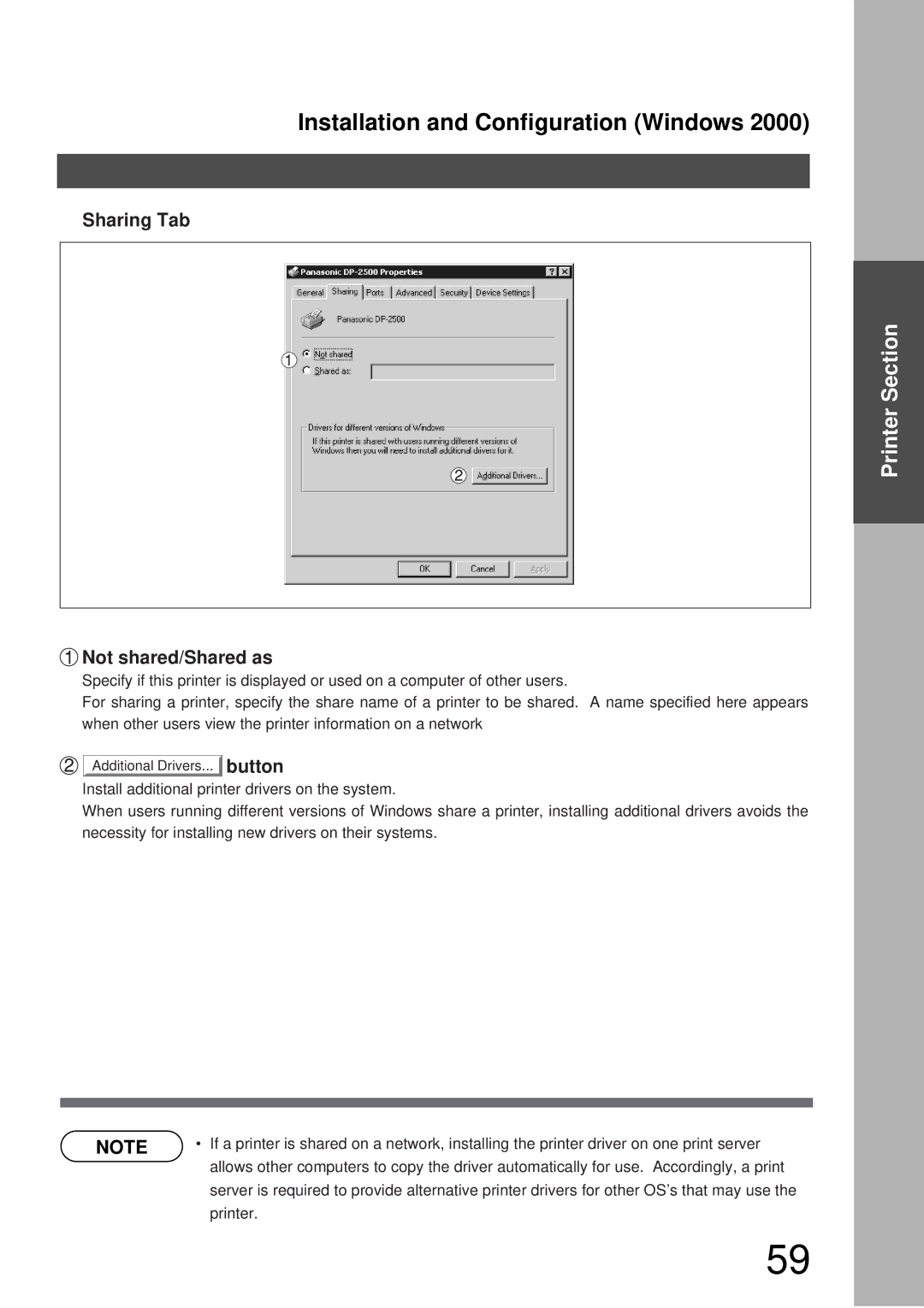 Panasonic DP-3000, DP-2000 manual Additional Drivers 