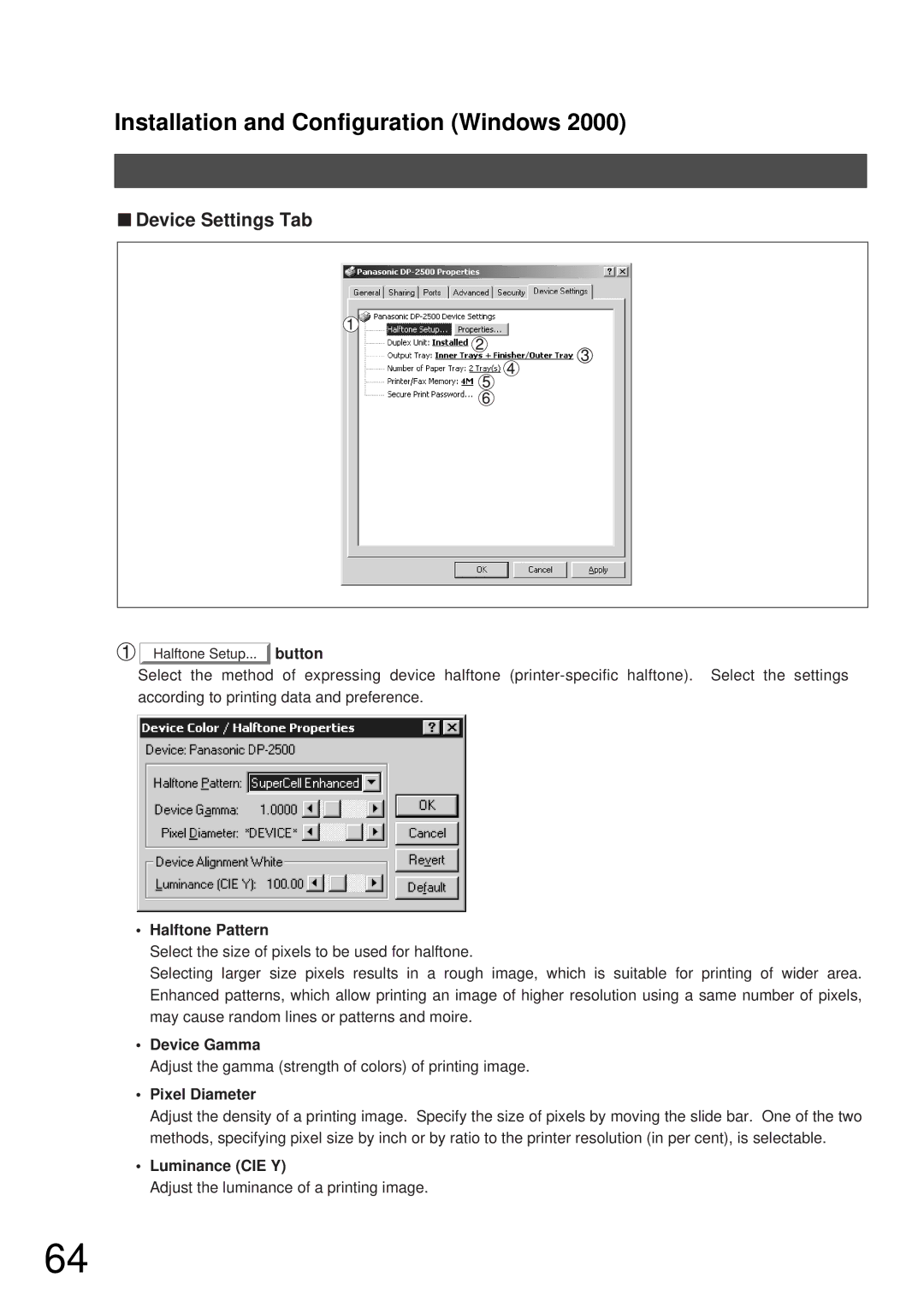 Panasonic DP-2000, DP-3000 manual Adjust the gamma strength of colors of printing image 