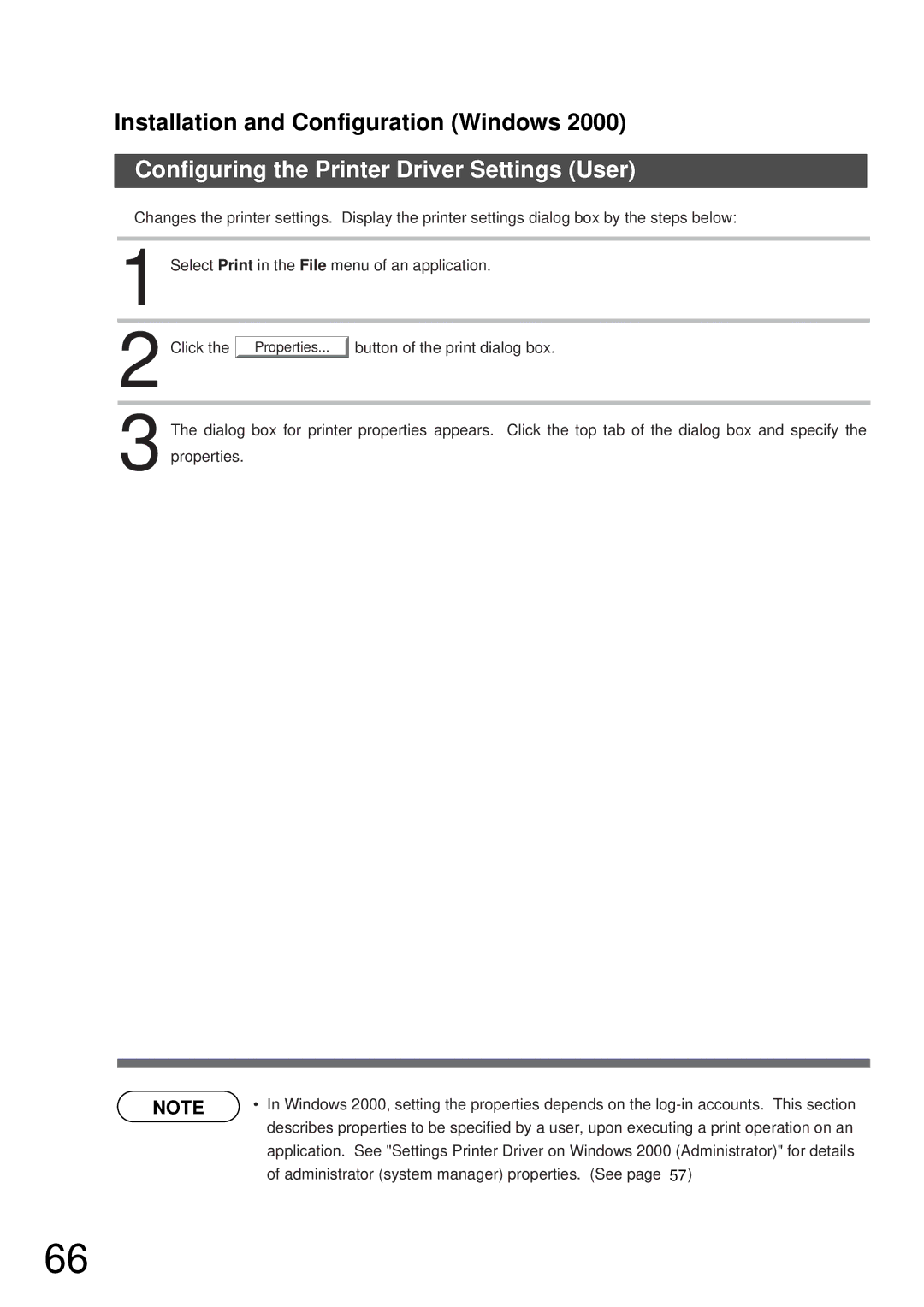 Panasonic DP-2000, DP-3000 manual Configuring the Printer Driver Settings User 