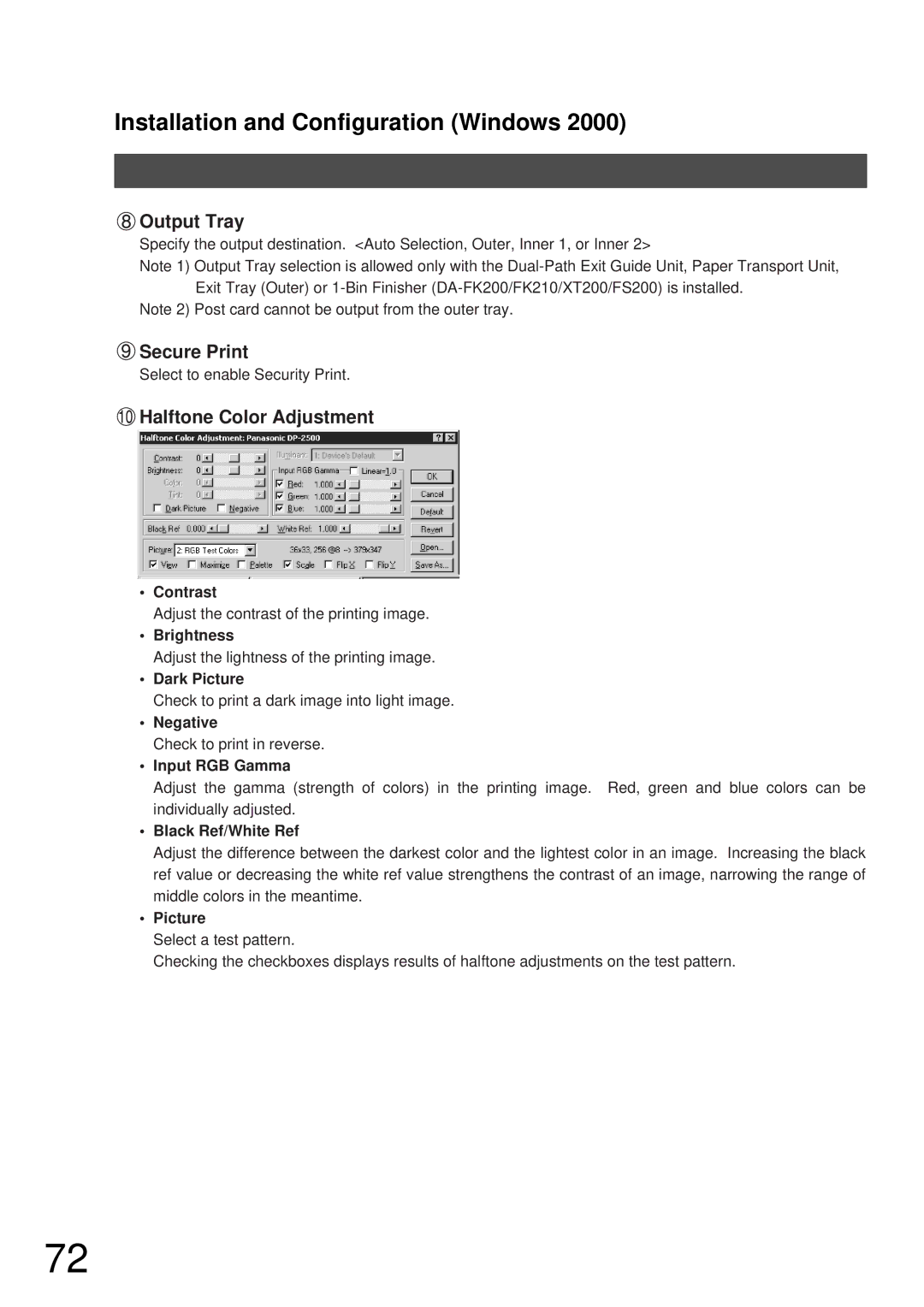 Panasonic DP-2000, DP-3000 manual Adjust the contrast of the printing image 