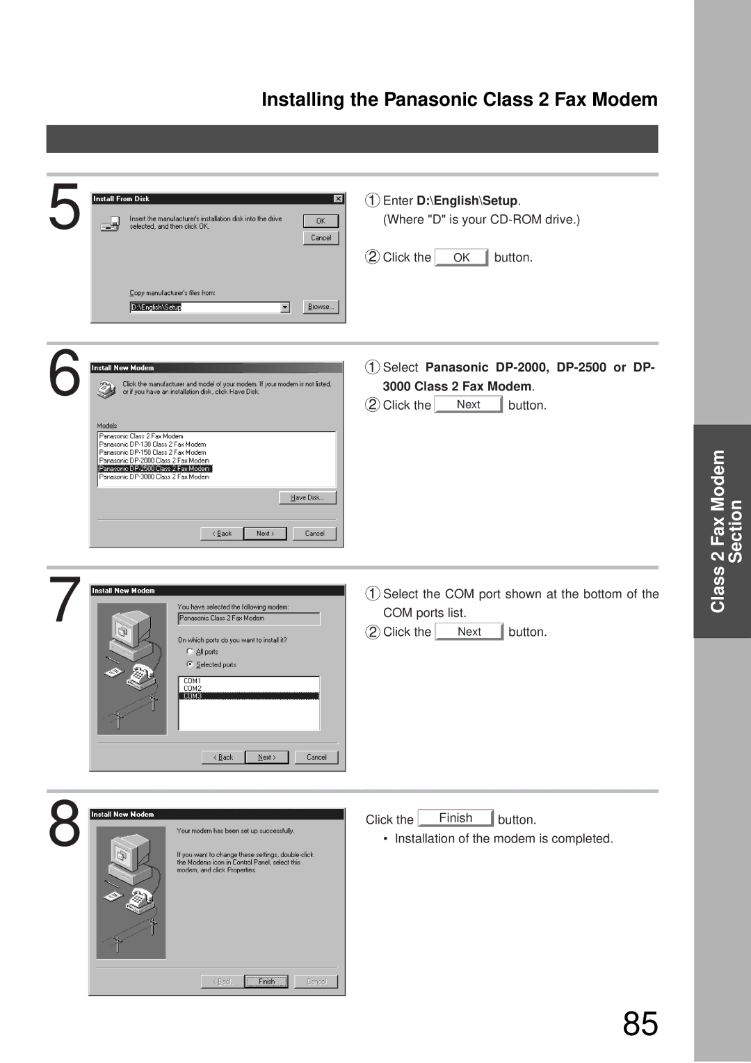 Panasonic DP-3000, DP-2000 manual Where D is your CD-ROM drive Click the OK Button 