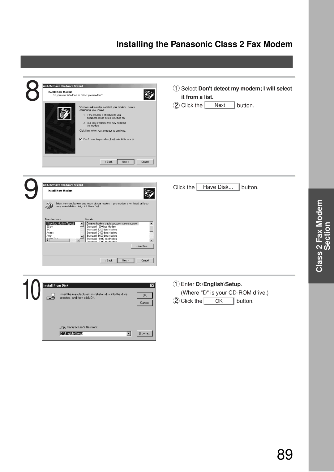 Panasonic DP-3000, DP-2000 manual It from a list, Enter D\English\Setup 