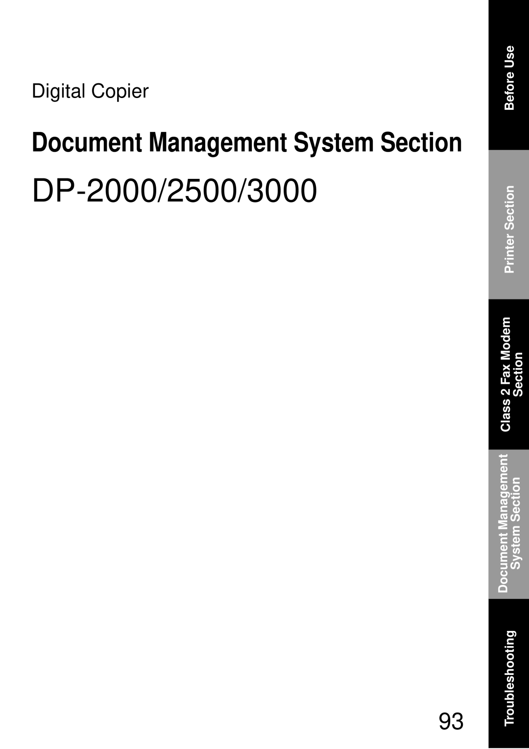 Panasonic DP-3000, DP-2000 manual Document Management System Section 