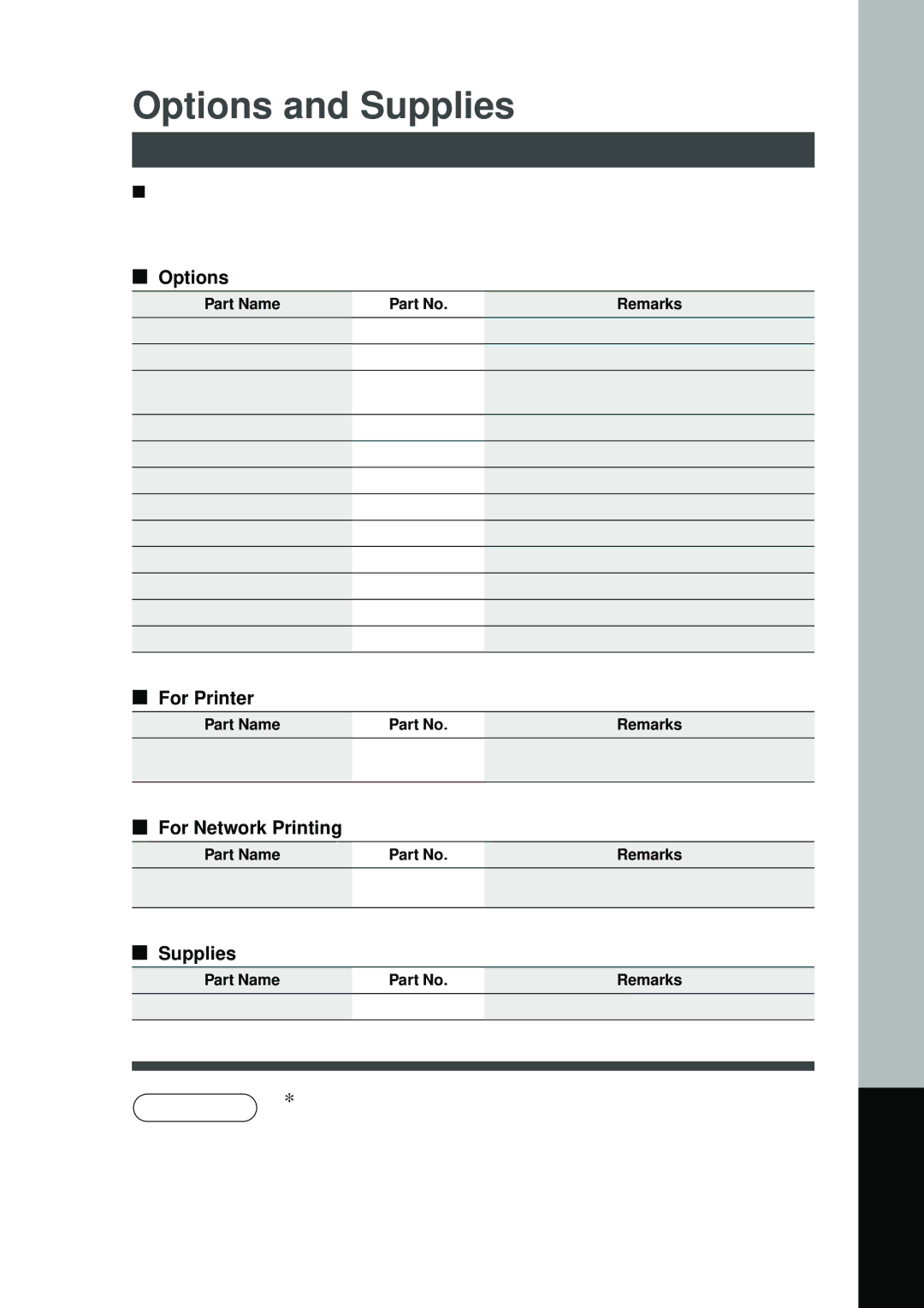 Panasonic DP-1810P, DP-2010E manual Options and Supplies, For Printer, For Network Printing 