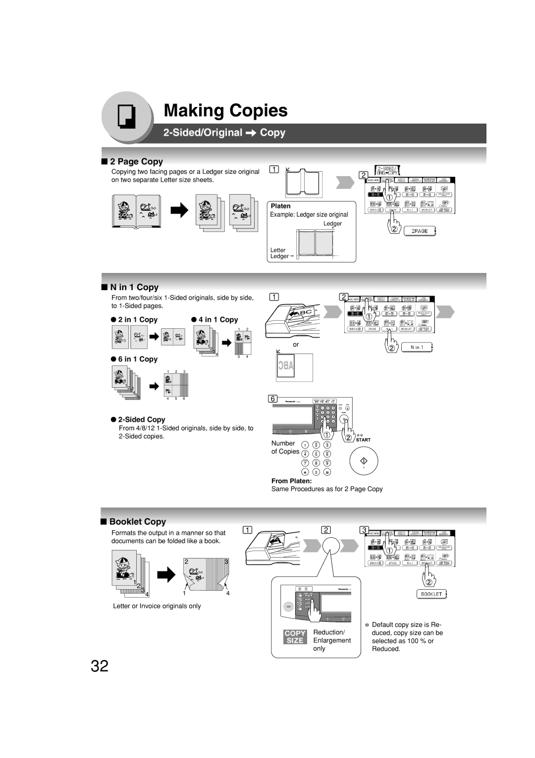 Panasonic DP-2310, DP-3010 manual Booklet Copy, Copy Sided Copy 