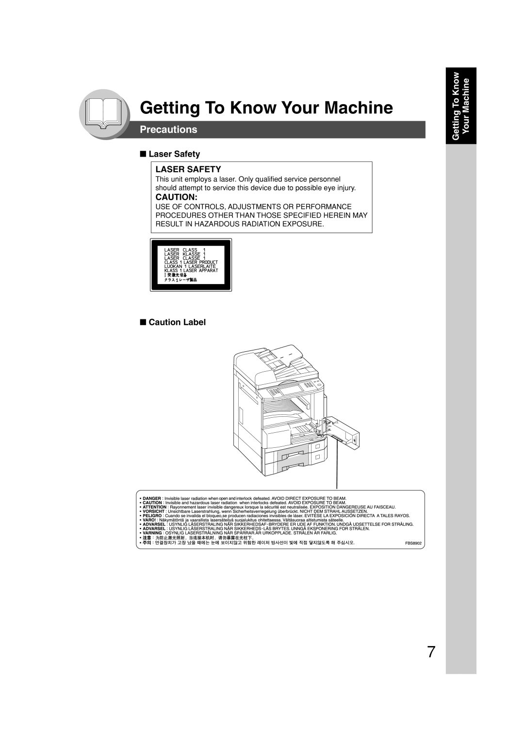 Panasonic DP-3010, DP-2310 manual Precautions, Laser Safety 