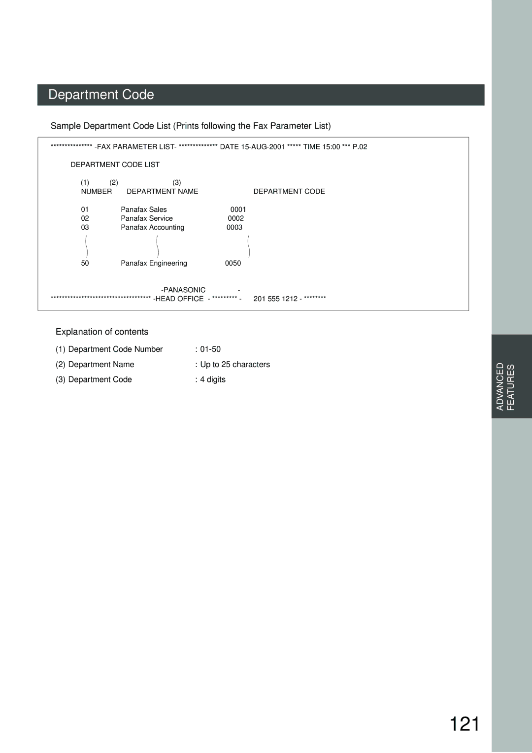 Panasonic DP-3000, DP-2500 manual 121, Explanation of contents 