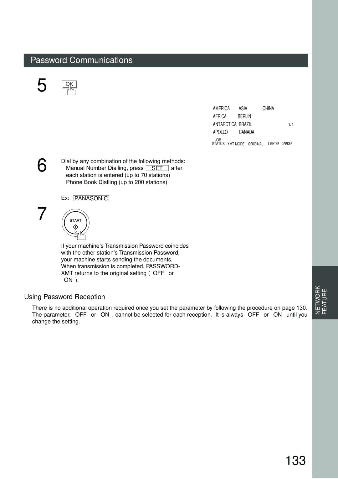 Panasonic DP-3000, DP-2500 manual 133, Using Password Reception 