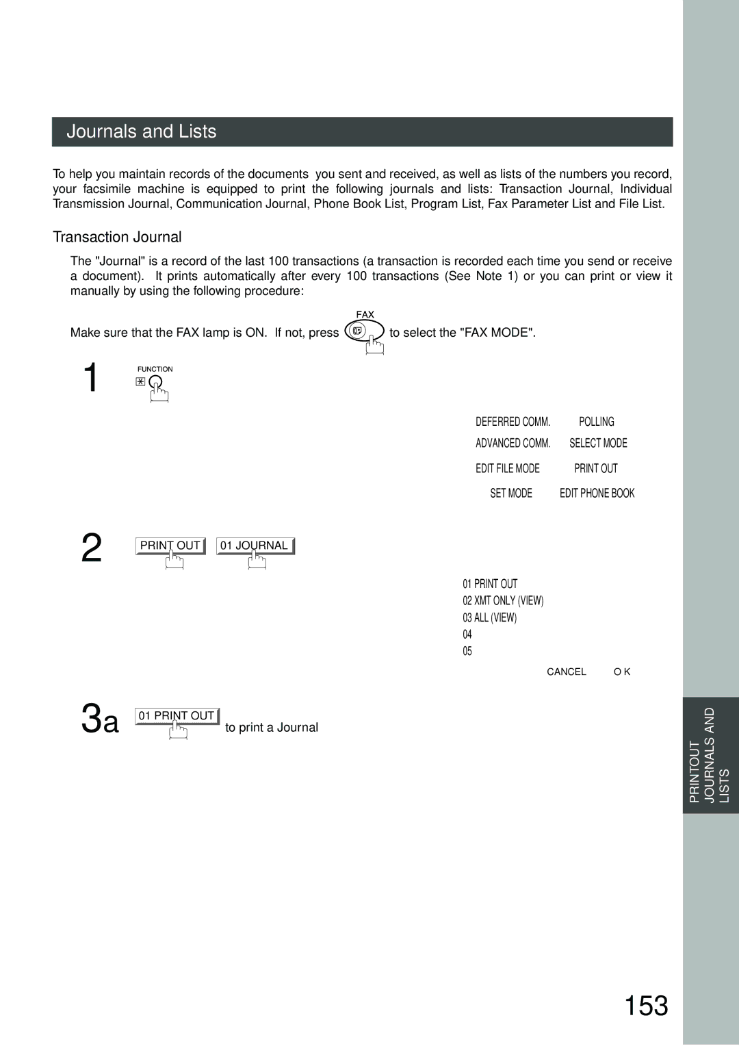 Panasonic DP-3000, DP-2500 manual 153, To print a Journal 