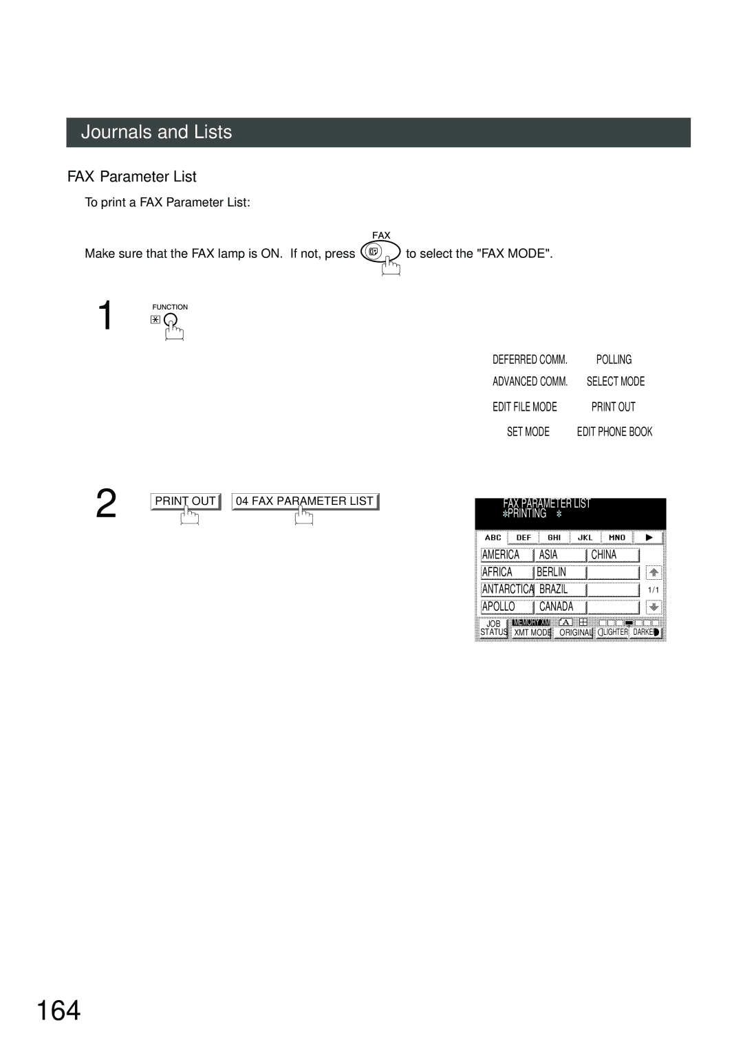 Panasonic DP-2500, DP-3000 manual 164, FAX Parameter List 