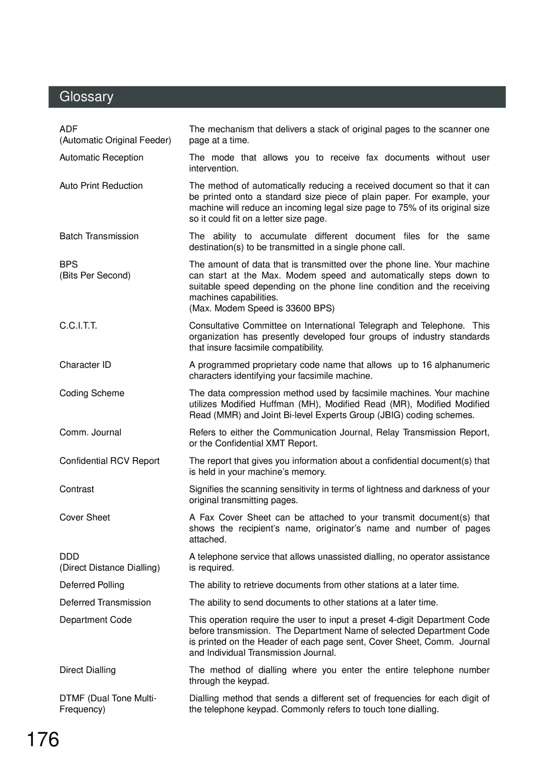 Panasonic DP-2500, DP-3000 manual 176, Glossary 