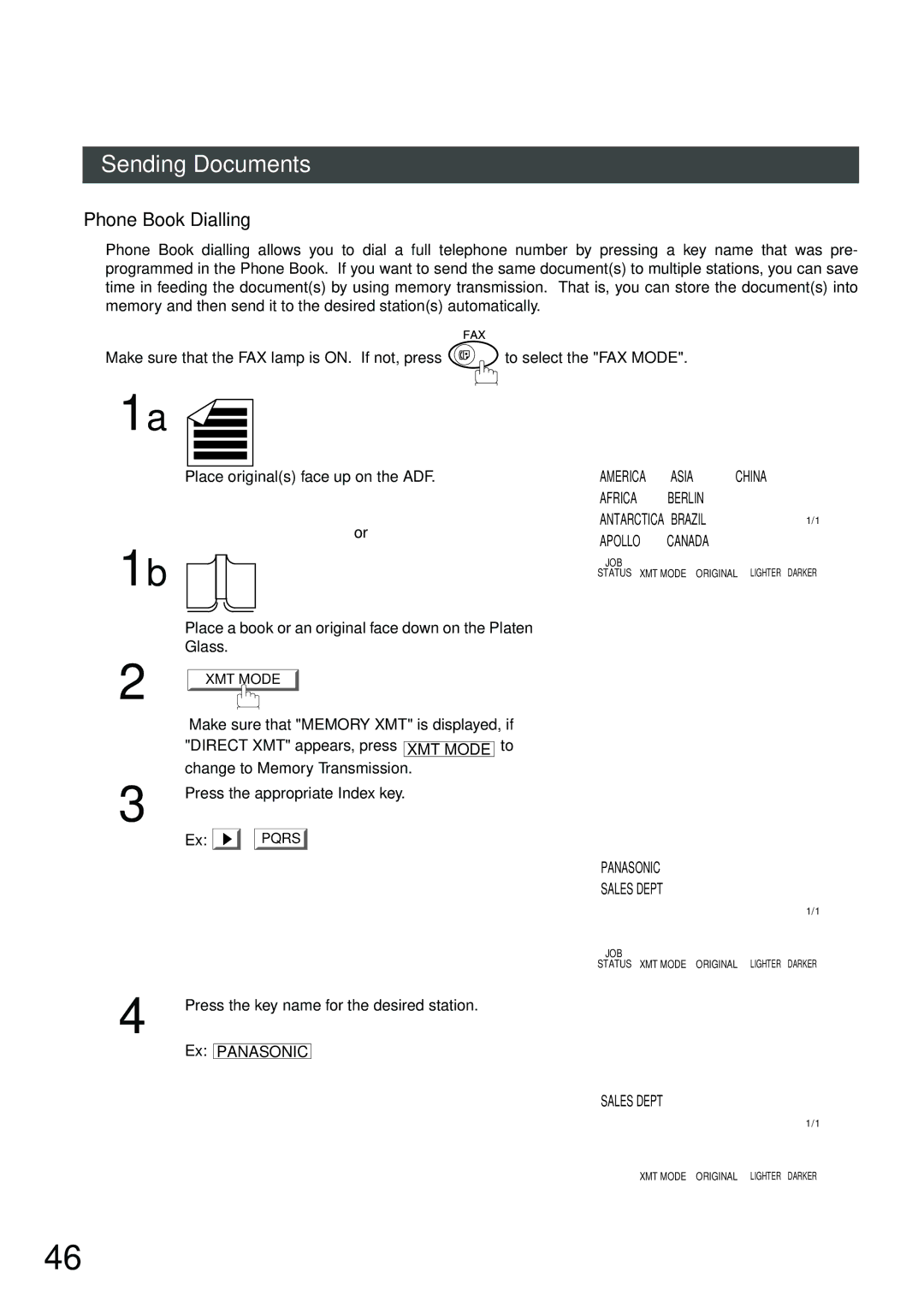 Panasonic DP-2500, DP-3000 manual Phone Book Dialling, Place a book or an original face down on the Platen Glass 